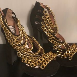 Jeffrey Campbell chain suede sandals - Size 10